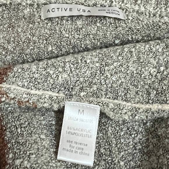 Active USA MEDIUM  Multicolor Colorblock Striped Textured Oversized Sweater - Picture 8 of 9